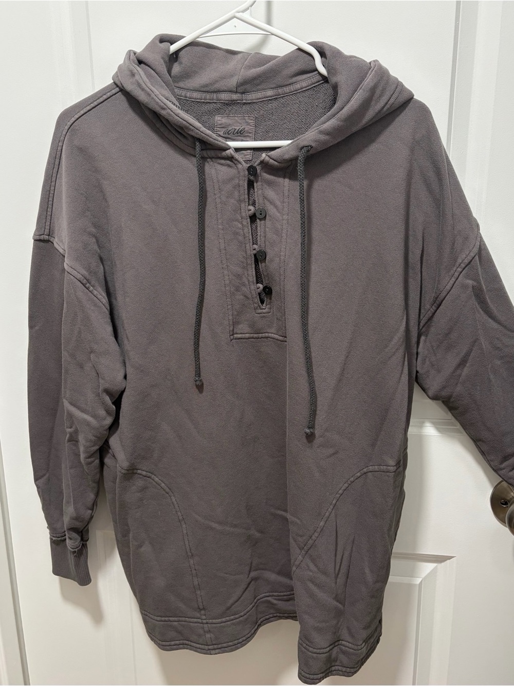 Aerie Women's Gray Henley Hoodie Sweatshirt
